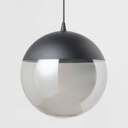 Большой чёрный светильник “Уорд” с дымчатым плафоном