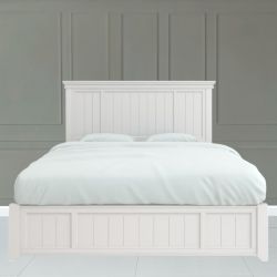 Кровать с жесткой спинкой 140*200, с подъемным ортопедическим основанием белая