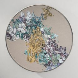 Круглая картина с росписью по ткани “Икеда”