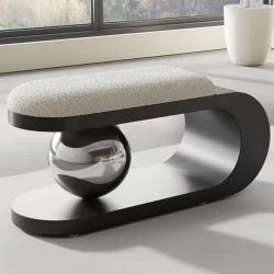 Банкетка Persia из углеродистой стали с мягкой подушкой (120см / цвет серебро)