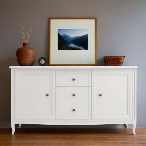 Комод широкий 3 ящика  и 2 двери М403W White