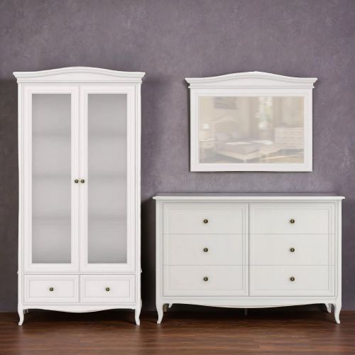 Cервант стеклянный c зеркалом М603W White