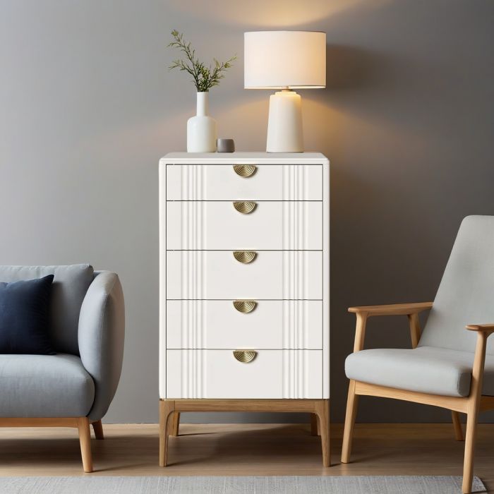 Комод высокий 5 ящиков М315W White