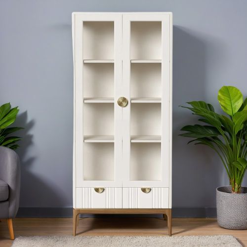Cервант стекл.c зеркалом (бока стеклянные) М603W White