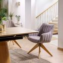 Стул кухонный Signal AZALIA D Velvet Bluvel 14 поворотный (серый/дуб)