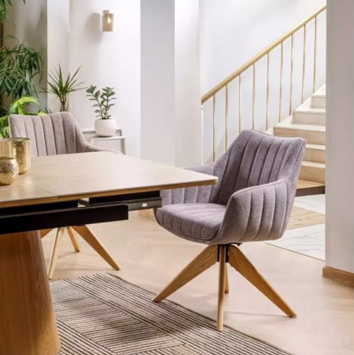 Стул кухонный Signal AZALIA D Velvet Bluvel 14 поворотный (серый/дуб)