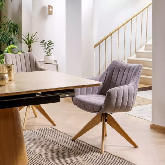 Стул кухонный Signal AZALIA D Velvet Bluvel 14 поворотный (серый/дуб)