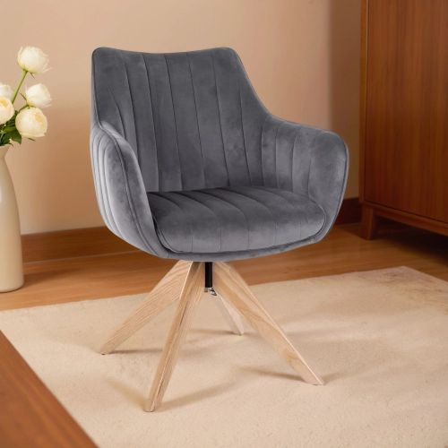 Стул кухонный Signal AZALIA D Velvet Bluvel 14 поворотный (серый/дуб)