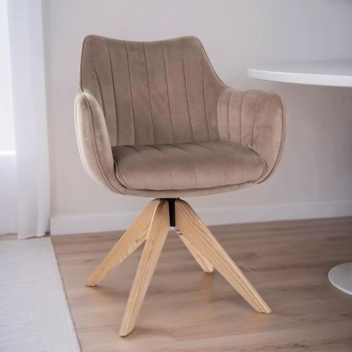 Стул кухонный Signal AZALIA D Velvet Bluvel 40 поворотный (темно-бежевый/дуб)