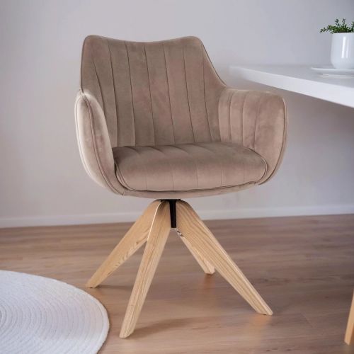 Стул кухонный Signal AZALIA D Velvet Bluvel 40 поворотный (темно-бежевый/дуб)