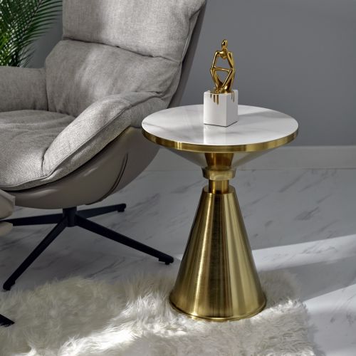 Кофейный столик Atlant диам.45см x 54см, золотой, металл, керамика