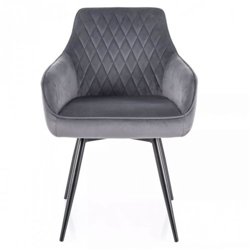 Стул кухонный Signal MARLO Velvet Bluvel 14 поворотный (серый/черный)