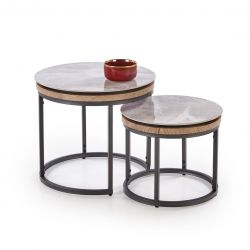 Комплект Halmar ITAKA (2 стола журнальных) (серый мрамор/графит)