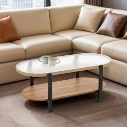 Стол журнальный Halmar KAMALA (прозрачный/натуральный/черный)