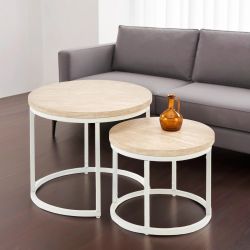 Комплект Halmar OREO (2 стола журнальных) (травертин/белый)