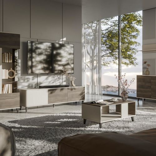 Тумба под телевизор Halmar RANDOM 2 RTV-1 150 (кашемир/орех/черный)