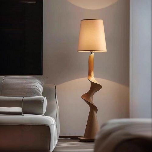 Интерьерный торшер на фигурной деревянной основе Cattiva