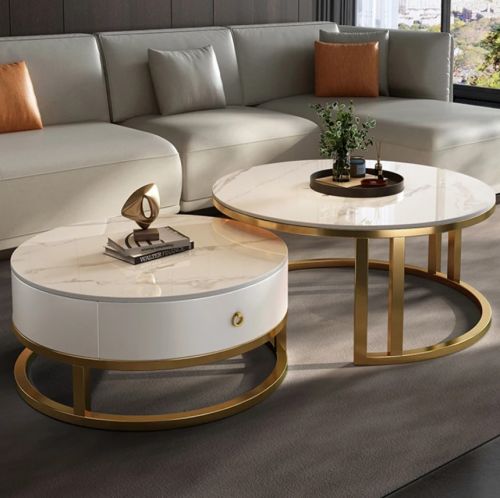 Комплект столиков WALTER FINAN белый мрамор золото