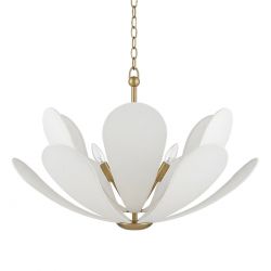 Золотистая люстра “Флэк” с белым абажуром