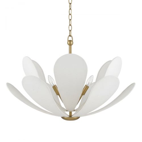 Золотистая люстра “Флэк” с белым абажуром