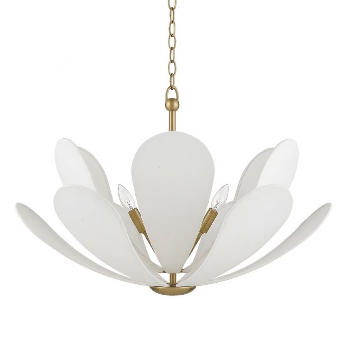 Золотистая люстра “Флэк” с белым абажуром