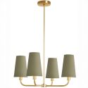 Золотая люстра “Ансель” с зелёными абажурами