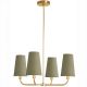 Золотая люстра “Ансель” с зелёными абажурами