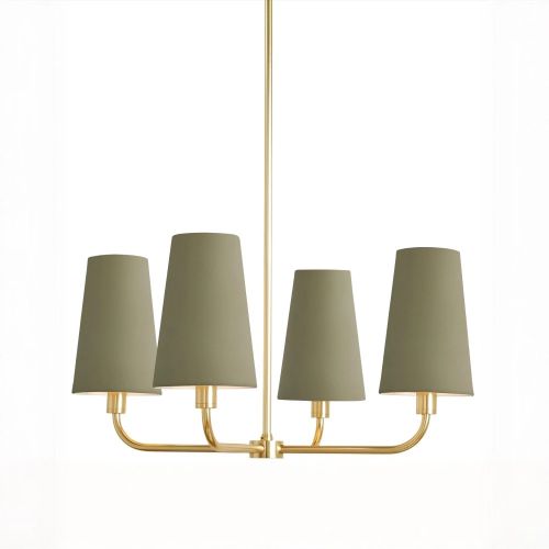 Золотая люстра “Ансель” с зелёными абажурами