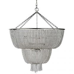 Большая серебряная люстра “Карла” со стеклянными бусами