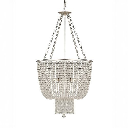 Серебряная люстра “Карла” со стеклянными бусами