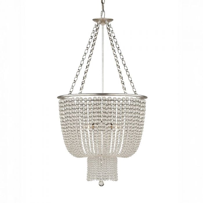 Серебряная люстра “Карла” со стеклянными бусами