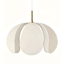 Золотой подвесной светильник “Флэк” с бежевым абажуром