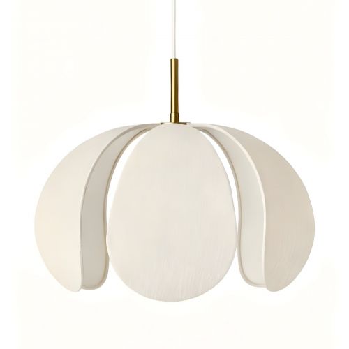 Золотой подвесной светильник “Флэк” с бежевым абажуром