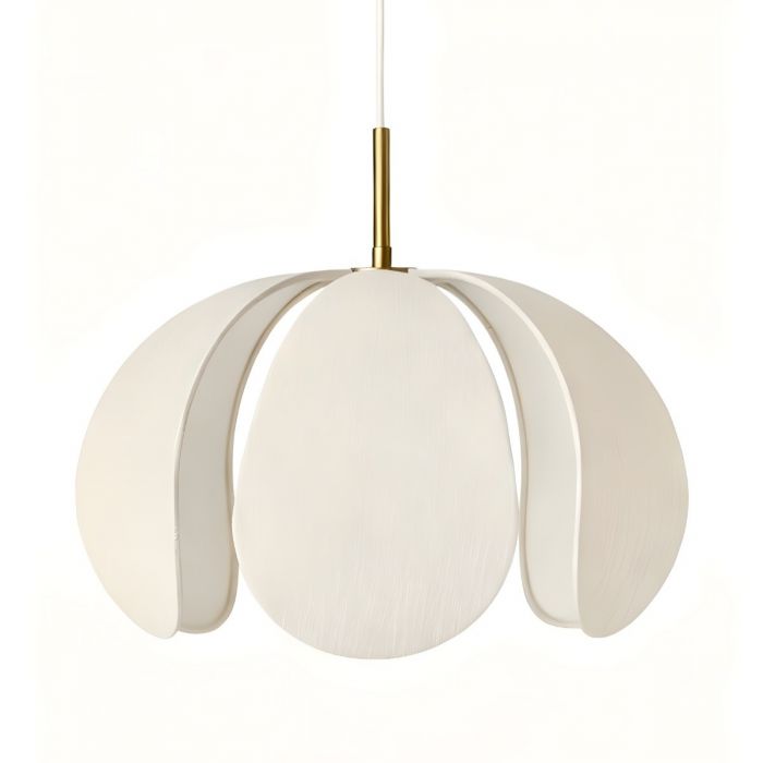 Золотой подвесной светильник “Флэк” с бежевым абажуром