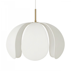 Золотой подвесной светильник “Флэк” с белым абажуром