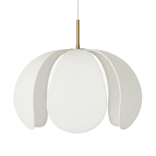 Золотой подвесной светильник “Флэк” с белым абажуром