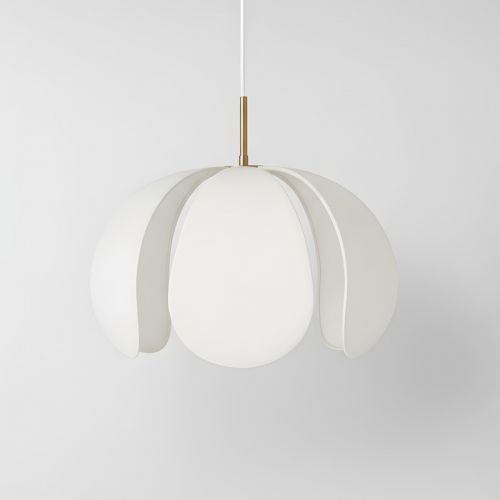 Золотой подвесной светильник “Флэк” с белым абажуром