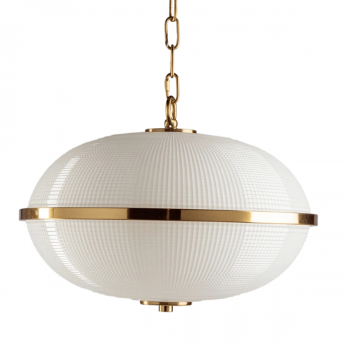 Золотой подвесной светильник “Гейбл” с белым плафоном