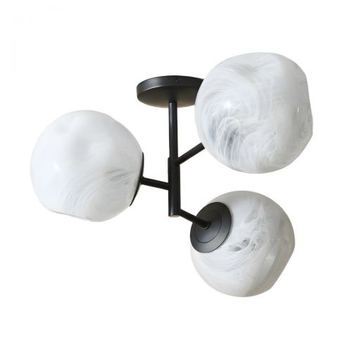 Чёрный светильник “Клауд” с плафонами с облачным узором