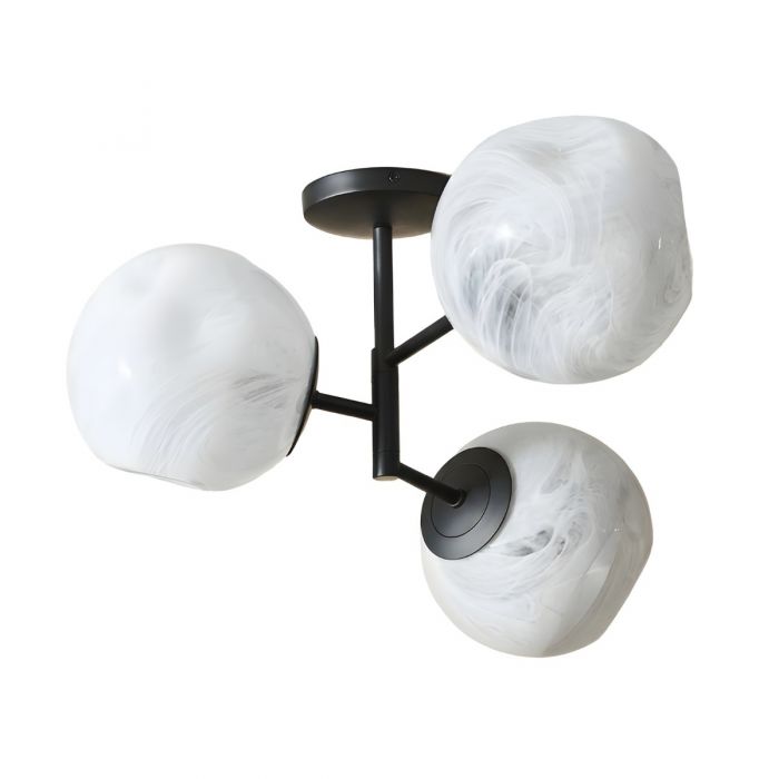 Чёрный светильник “Клауд” с плафонами с облачным узором