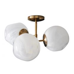 Золотистый светильник “Клауд” с плафонами с облачным узором