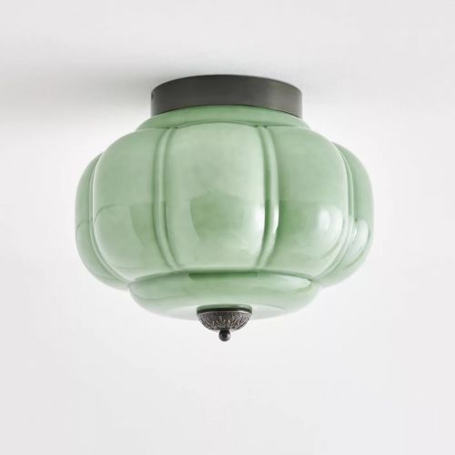 Чёрный светильник “Элаиза” с зелёным плафоном