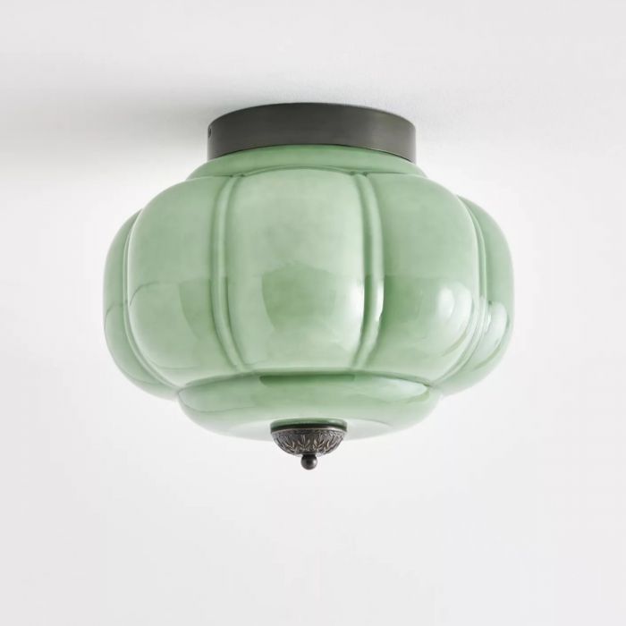 Чёрный светильник “Элаиза” с зелёным плафоном