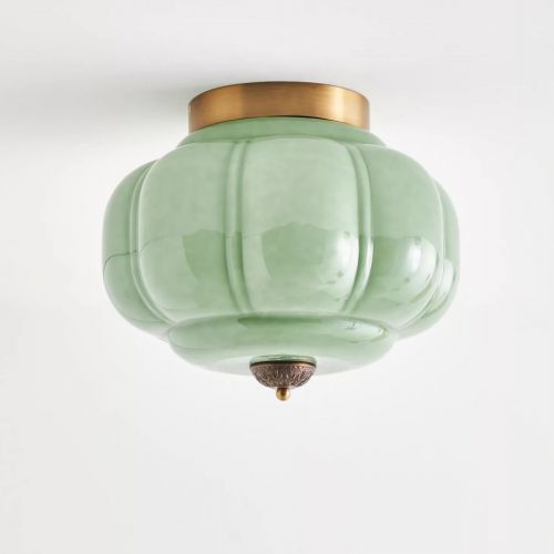 Золотистый светильник “Элаиза” с зелёным плафоном