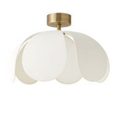 Золотистый потолочный светильник “Флэк” с белым абажуром
