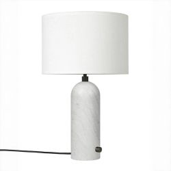 Настольная лампа “Эдвин” из белого мрамора с белым абажуром