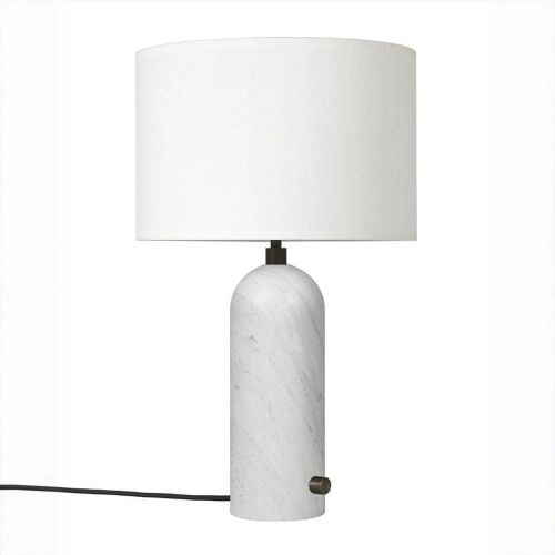 Настольная лампа “Эдвин” из белого мрамора с белым абажуром