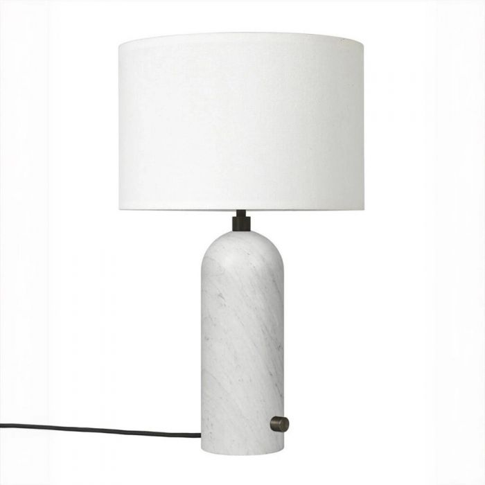 Настольная лампа “Эдвин” из белого мрамора с белым абажуром
