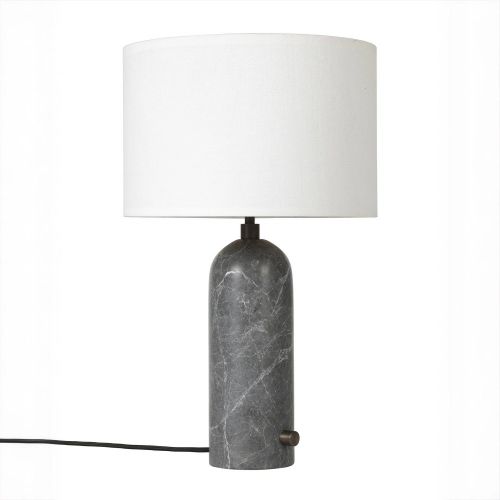 Настольная лампа “Эдвин” из серого мрамора с белым абажуром
