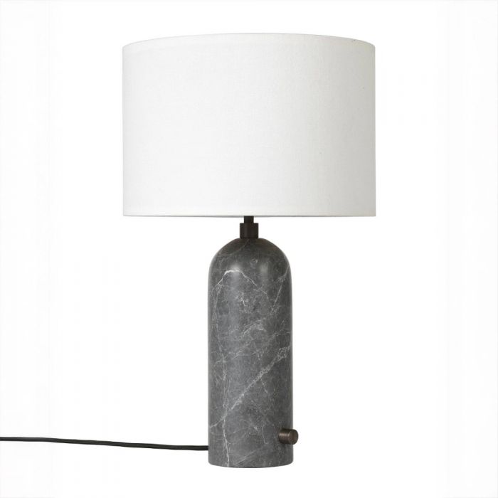 Настольная лампа “Эдвин” из серого мрамора с белым абажуром
